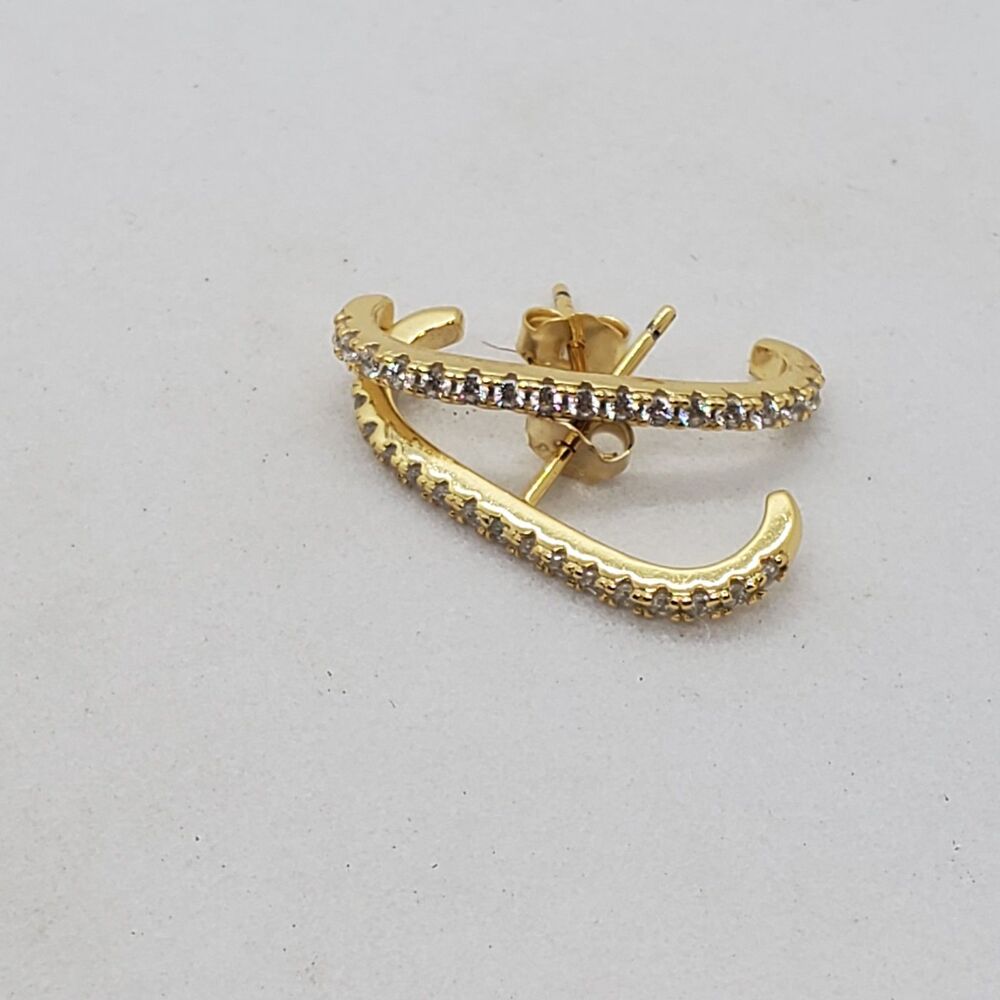 Gold Plated Sterling Silver and CZ Stud Earrings 925